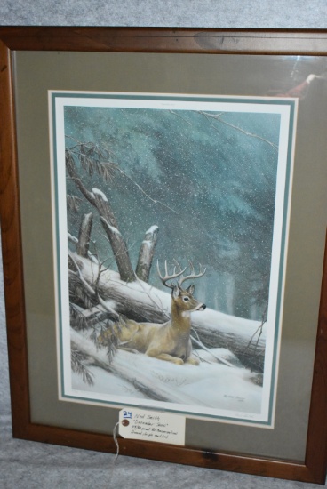 Ned Smith – “December Snow” – 59/80 Proof for Conservation – Framed & Triple Matted Print