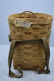 Excellent Trappers Basket w/Web Carrier Strap & Bentwood Handle
