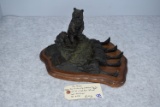Signed Bronze – Grizzly Bear & 2 Cubs on Top of Mountain w/Bearpaw Base – By Mike Flanagan – #17 of