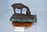 Bronze – Seated Cowboy by Horse – By James Earl Fraser – 11½” High & 7¾” Wide – Weighs 13.5lbs – Sig