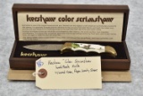 Kershaw – “Colar Scrimshaw” Lock Back Knife – w/Wood Case, Paperwork & Sleeve – w/G. Harbour Signed