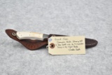 Grand Slam – Damascus Blade Skinning Knife – w/Bone Handle w/the 4 Grand Slam Sheep on it – Handle S