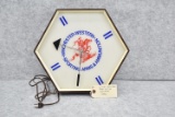 Winchester-Western Dealer Only Hexagon Shaped Wall Clock – 16” Wide x 14” Tall – Working