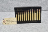 Weatherby – Black Lucite Cartridge Block – Includes 12 Cartridges Ranging From 224 Wby. – 460 Wby. –
