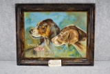 “Shoot DuPont Powder” – Self Framed Advertising Tin Sign – Sign Depicts 2 Hunting Dogs w/DuPont Logo