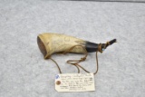 Exemplary Contemporary Carved Powder Horn w/Carved Eagle Head Cap Stopper