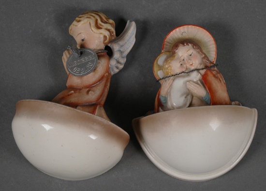 (2) Hummel HOLY WATER FONT MADONNA and ANGEL