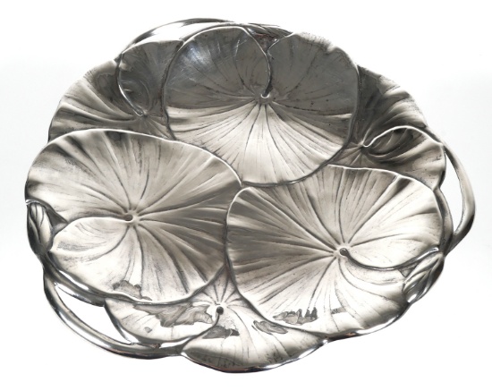 Art Nouveau Sterling Silver Lily Pad Tray