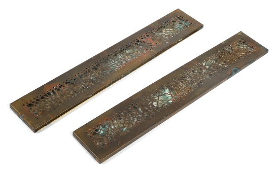 Pair TIFFANY STUDIOS 998 Bronze Blotter Ends