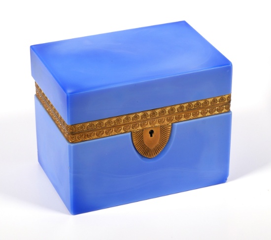 Opaline Glass Dresser Vanity Jewelry Box