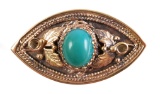 Vintage 14K Black Hills Turquoise Brooch Pin
