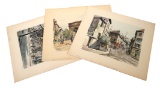 (4) HERBELOT, Paris Watercolor Prints