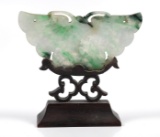 Carved Chinese Celadon Jade Butterfly Sculpture