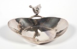 Sterling Heart Candy Dish Figural Duck Handle