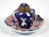 Japanese Imari Pattern Porcelain Inkwell Inkstand