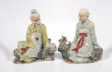 (2) Antique Chinese Porcelain Wise Man Figurine