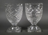 2 Waterford Crystal Footed Glass Vase Centerpiece