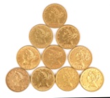 10 U.S. GOLD $5 Half Eagle Coins