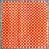 Antique Tibetan Red and Yellow Checkerboard Rug