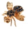 14K Yellow Gold Sapphire Bee Pin Brooch Pendant