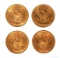 4 U.S. GOLD $5 Half Eagle Coins Liberty Head