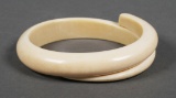 Antique Carved Ivory Bypass Bangle Bracelet