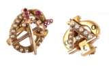 (2) 10K Yellow Gold Fraternity Sorority Pins