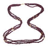 Vintage Garnet 14K Gold 3 Strand Necklace