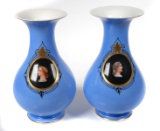 French Porcelain Portrait Vase Pair