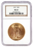 1927 $20 US Double Eagle Gold Coin NGC MS 63