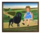 ERICH STAUB, acrylic, Young Girl & Dog in Garden