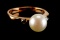 18K Gold Pearl and Diamond Ring