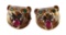 Pair 18K Gold Emerald Ruby Tiger Cufflinks