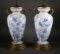 Pair Victorian Glass Handpainted Urn Lamps