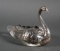 Antique Sterling Silver Swan Glass Dish