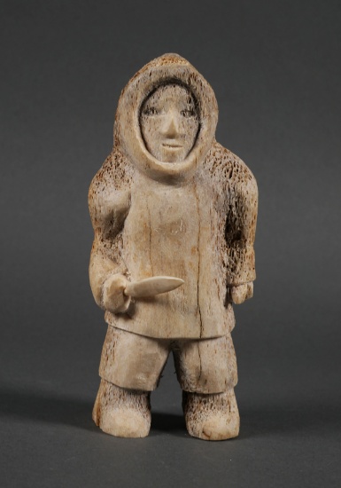 Inuit Eskimo Hunter Figural Bone Carving