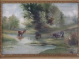 Landscape with Cows Oil on Canvas