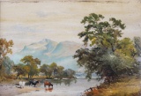Landscape with Cows Oil on Board