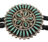 TERRY LONCASION, Zuni Sterling Turquoise Bolo Tie