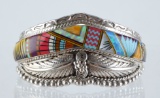 Sterling Turquoise MOP Inlay Cuff Bracelet