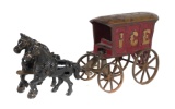 Antique Cast Iron Horse Team Ice Wagon