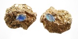 (2) 18K Gold Nugget and Opal Brooch Pin