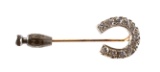 14k Gold HORSESHOE Diamonds Stick Pin