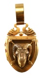 21K Gold Rams Head Locket Pendant