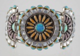 Sterling Turquoise MOP Inlay Cuff Bracelet