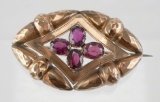 Vintage 10K Gold Amethyst or Garnet Brooch