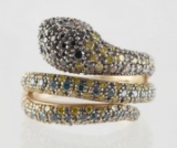 14K Gold and Diamond Snake Ring