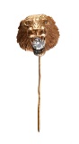 14k Gold LION HEAD 2/3ct DIAMOND Stickpin