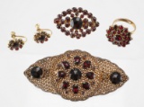 Four (4) Pieces Vintage Garnet Jewelry