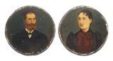 Two (2) Round Portrait Paintings